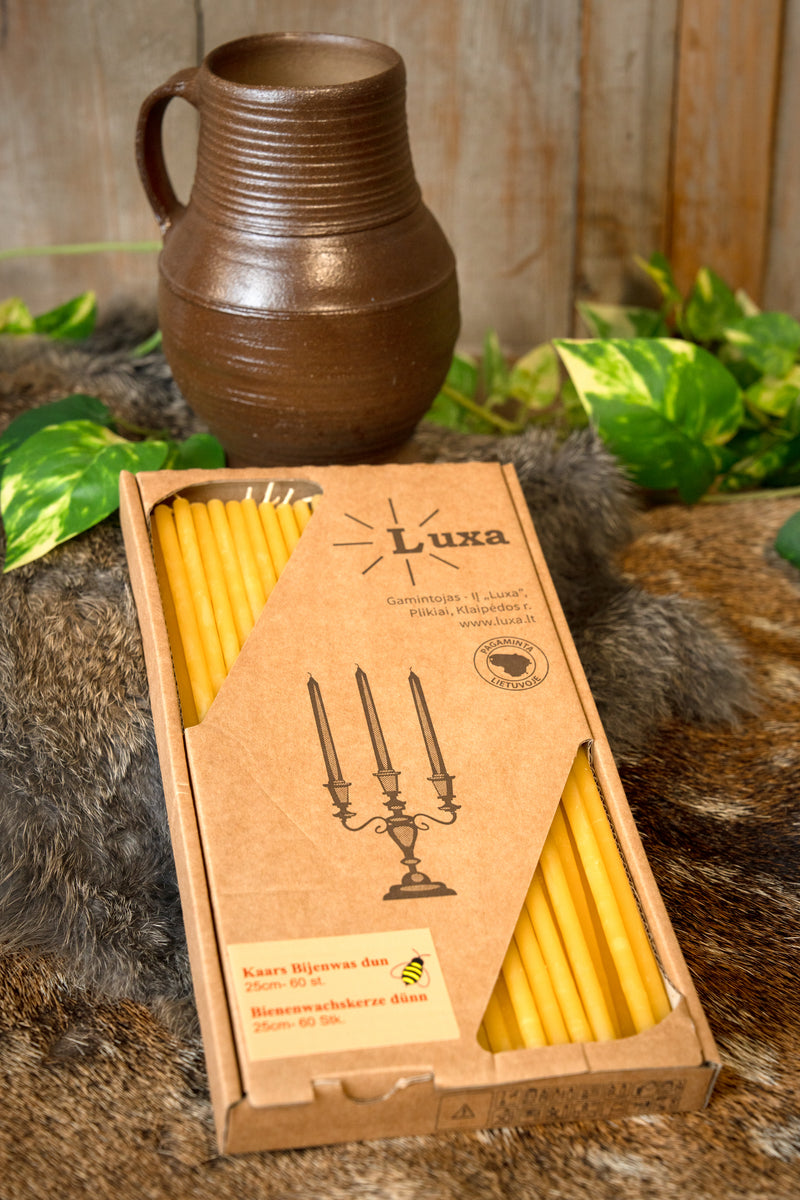 Zanurzeniowe świece z wosku pszczelego 25 cm, zestaw 60 sztuk