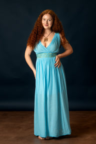 Robe de déesse Pénélope, turquoise