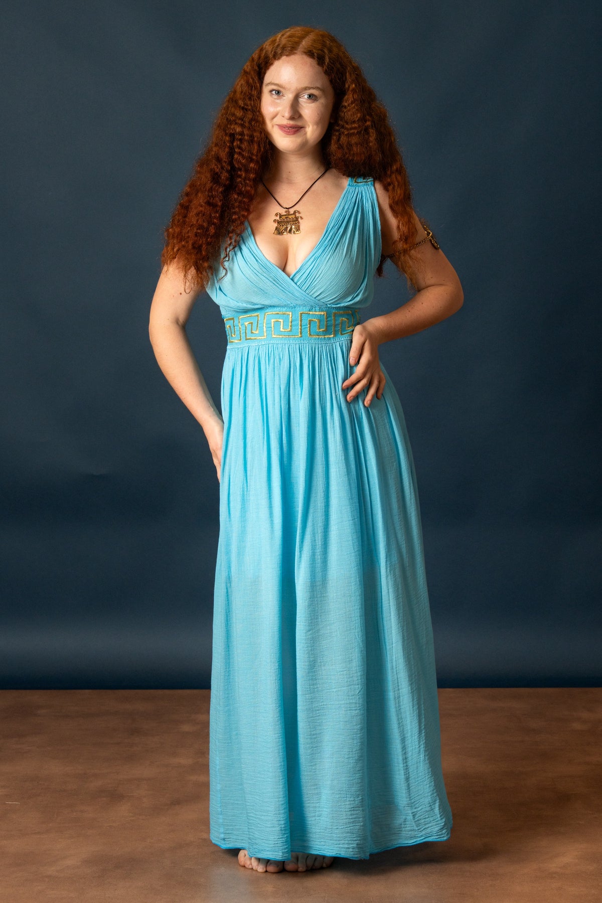 Robe de déesse Pénélope, turquoise