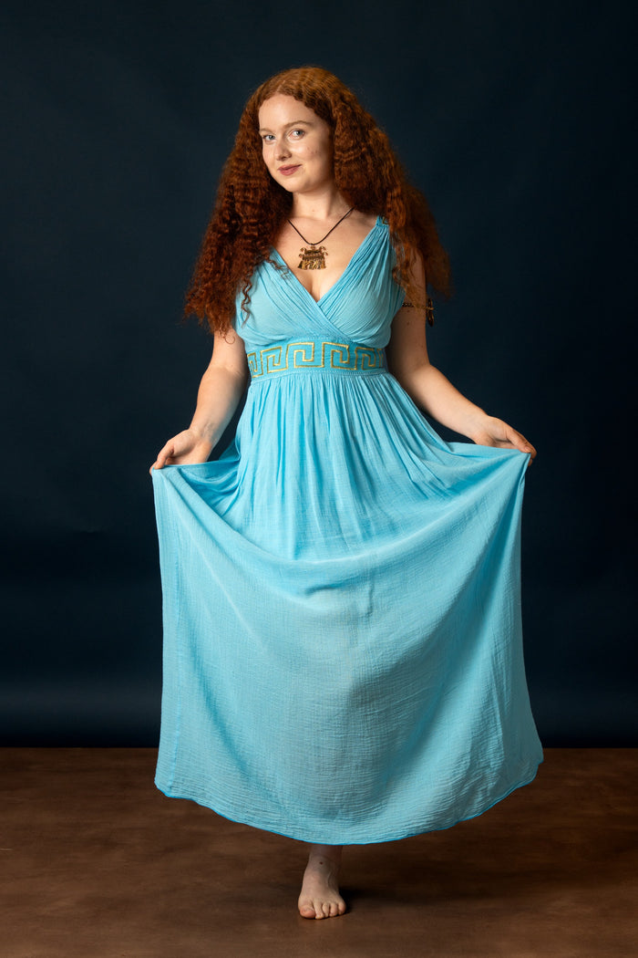 Robe de déesse Pénélope, turquoise