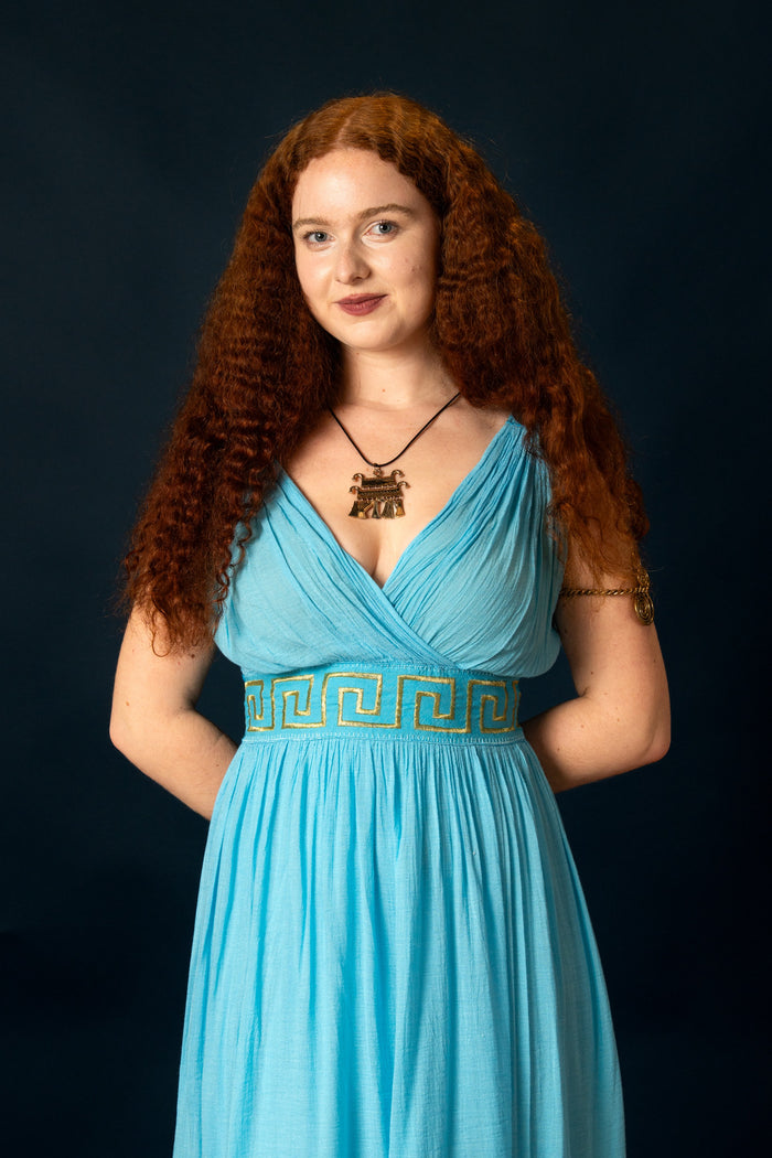 Robe de déesse Pénélope, turquoise
