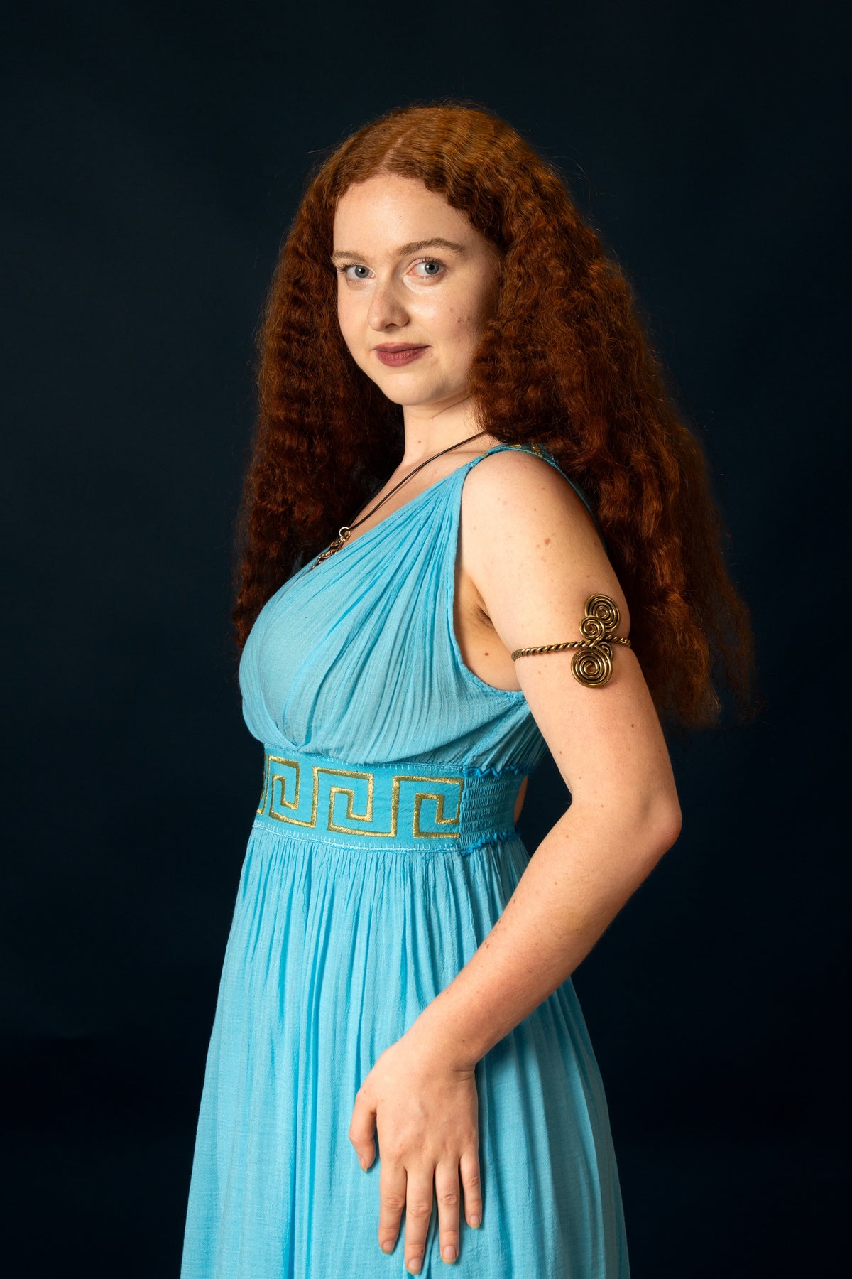 Robe de déesse Pénélope, turquoise