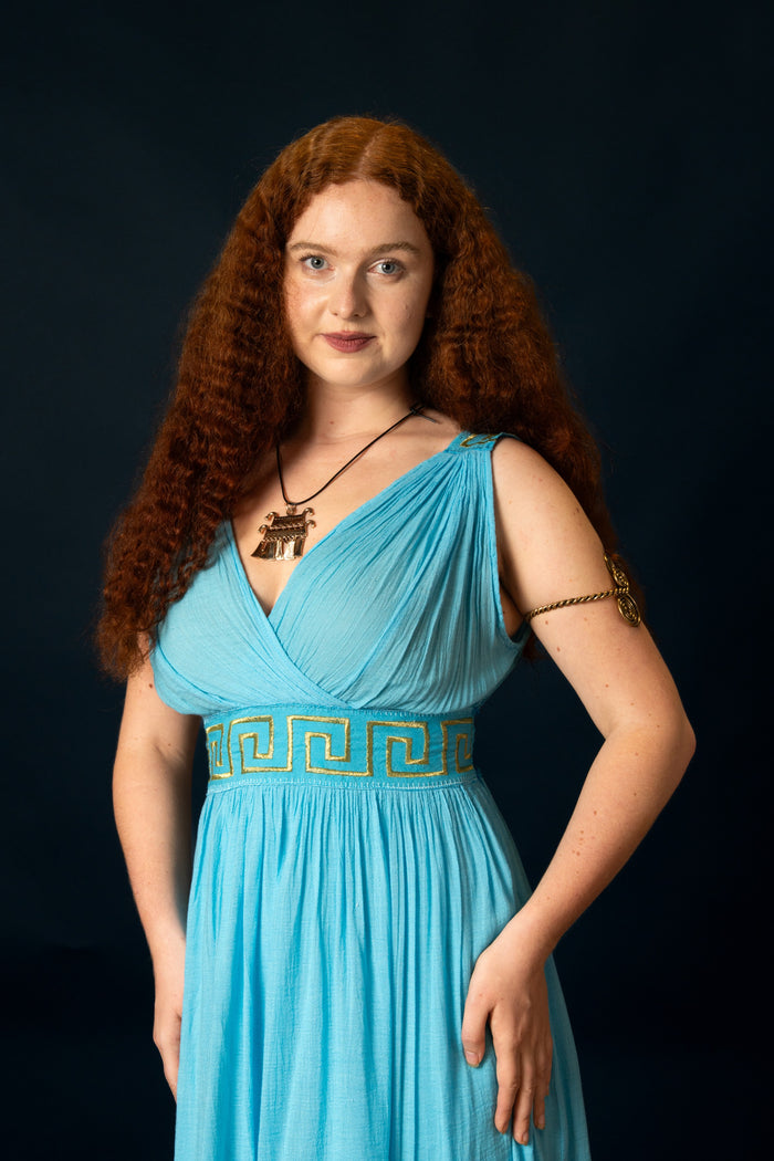 Robe de déesse Pénélope, turquoise