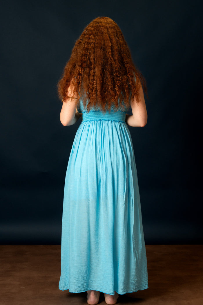 Robe de déesse Pénélope, turquoise