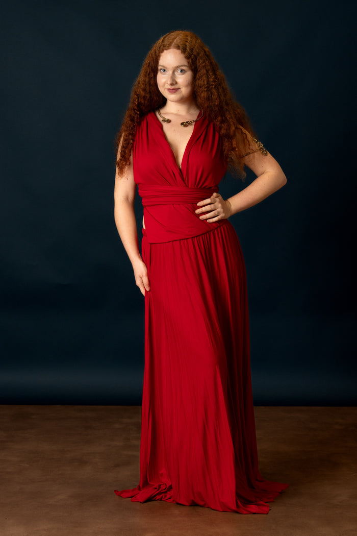 Godinnen Jurk Aphrodite, koraalrood