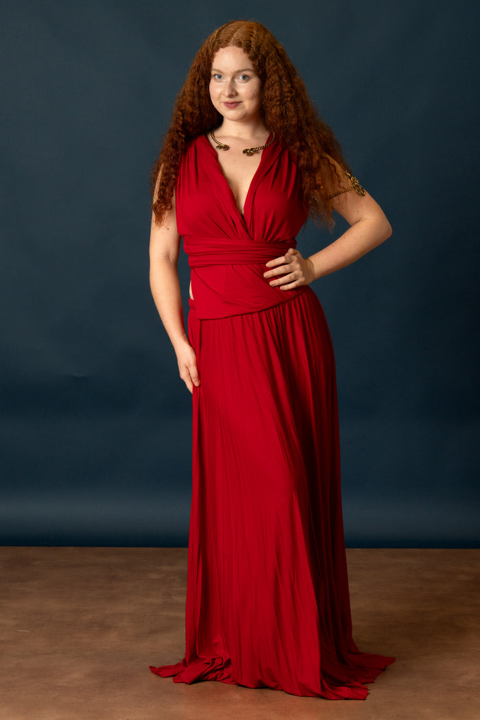 Godinnen Jurk Aphrodite, koraalrood