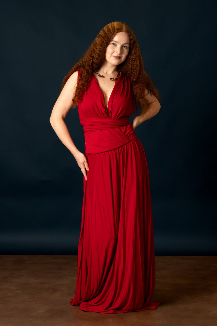 Godinnen Jurk Aphrodite, koraalrood