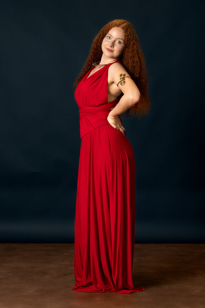 Godinnen Jurk Aphrodite, koraalrood