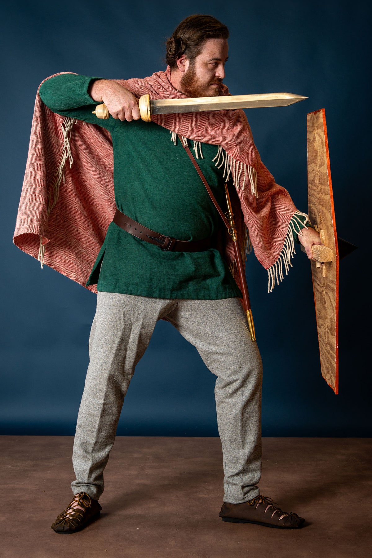 100 % uldtæppe/kappe, sildebensvævning, rustfarvet