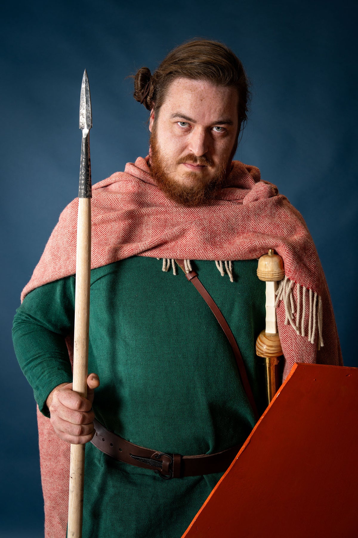 100 % uldtæppe/kappe, sildebensvævning, rustfarvet