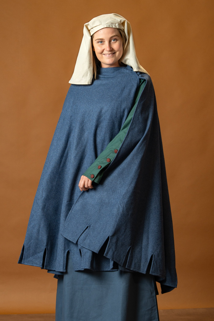 14e eeuwse mantel Bockstenman, heuke, wol, blauw