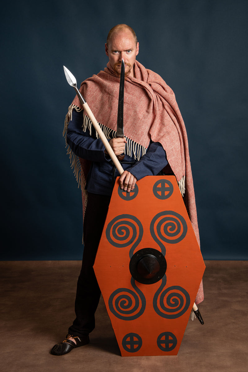 Decke oder Mantel 100 Prozent Wolle Fischgrät rot