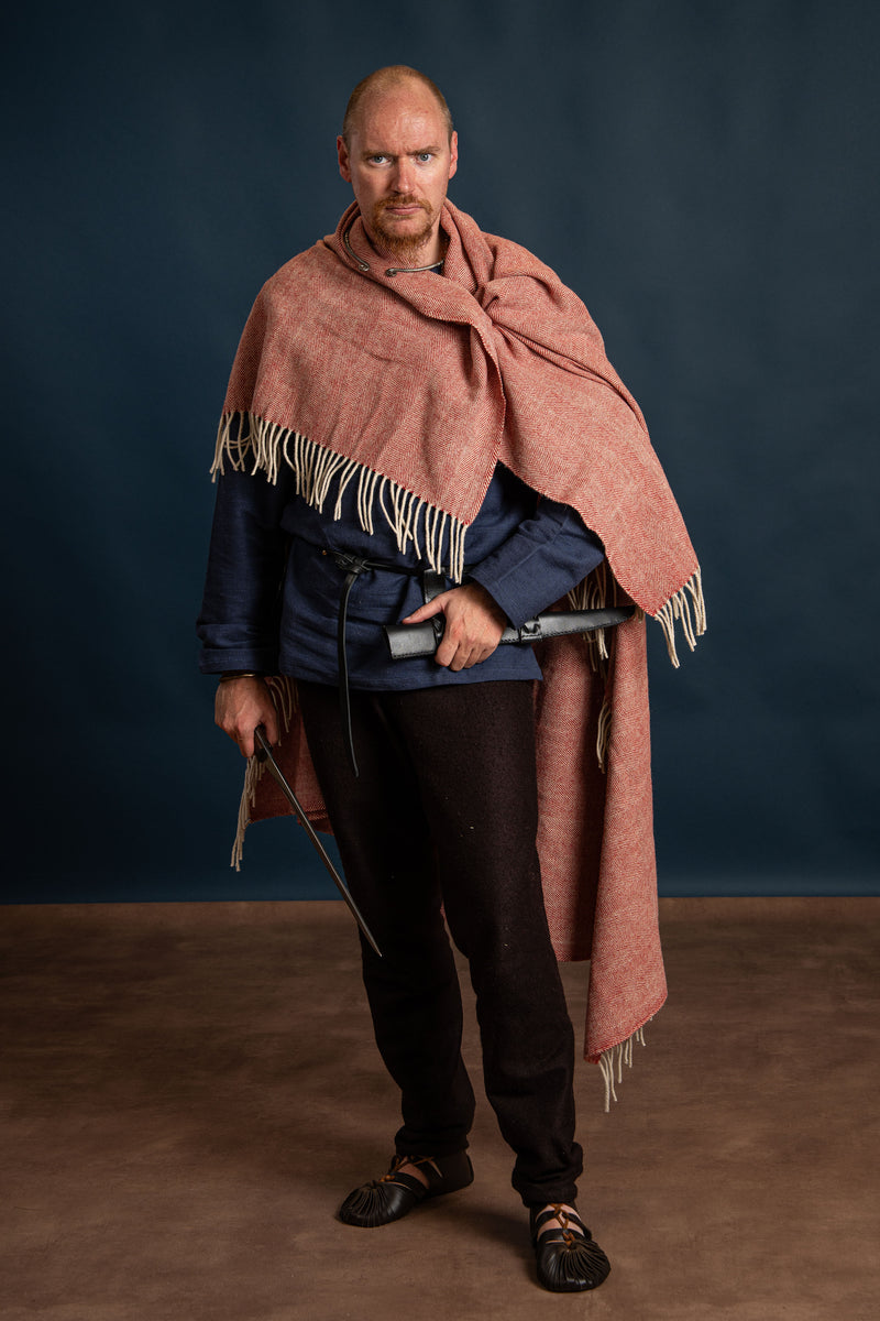 Decke oder Mantel 100 Prozent Wolle Fischgrät rot