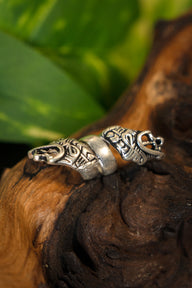 Viking beard bead Haithabu, silvered bronze