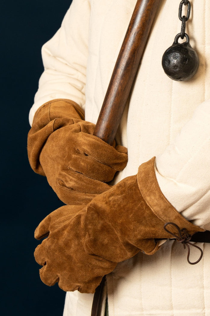 Fighting gloves, suede, brown
