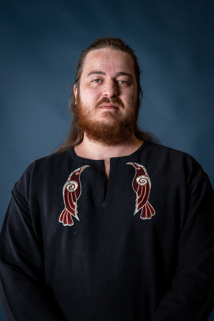 Wikinger Tunika Hugin und Munin, schwarz