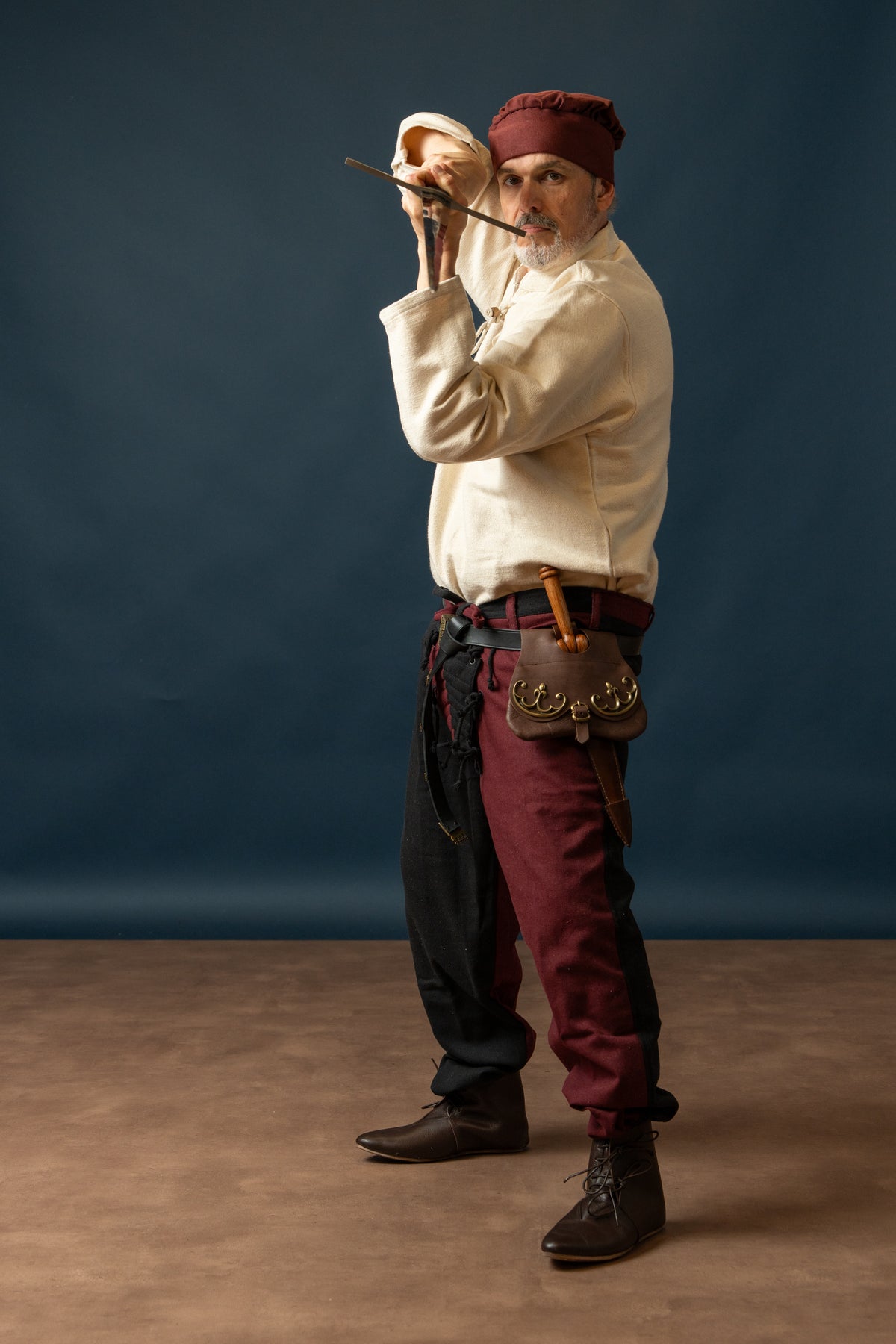 Pantalon mi-parti Gustav, noir/rouge