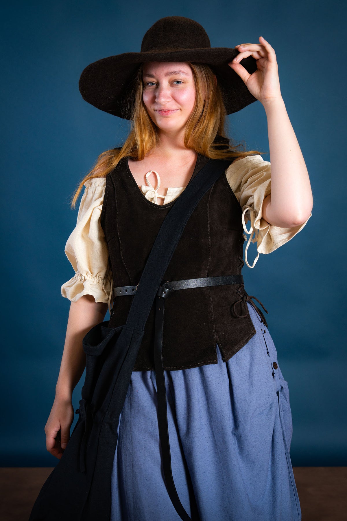 Lær Lisa damer doublet, brun