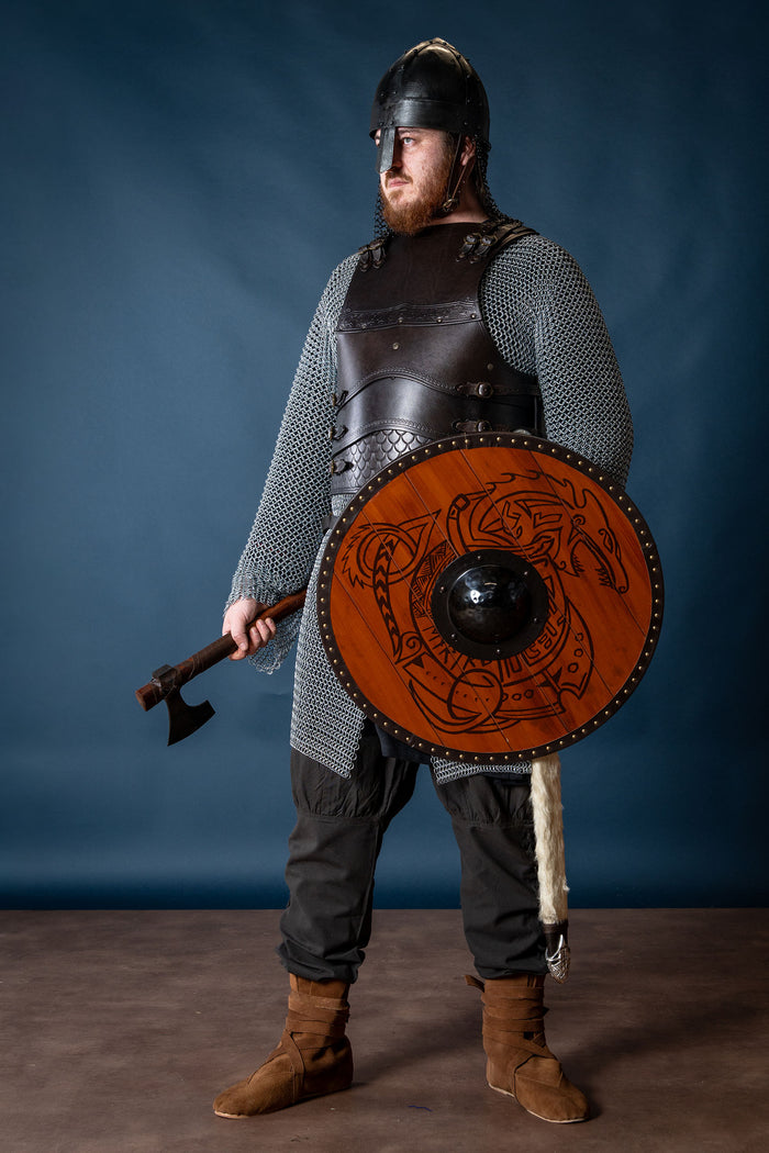 Wikinger Spangenhelm mit Kettengeflecht, dunkel, 1–1,2 mm