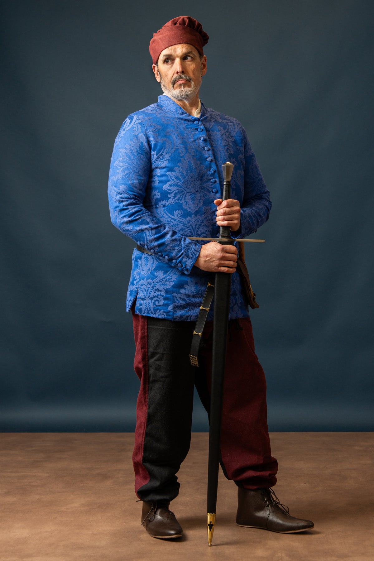 Mittelalterliche Mütze Armin, bordeauxrot