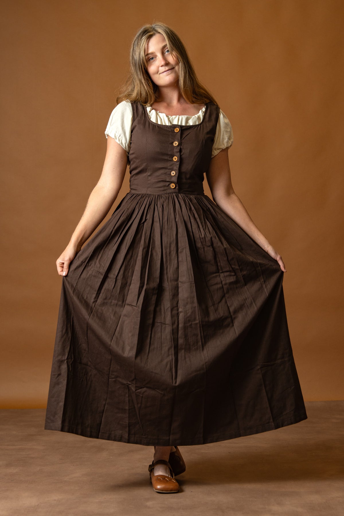 Middelalder kirtle Lene, brun