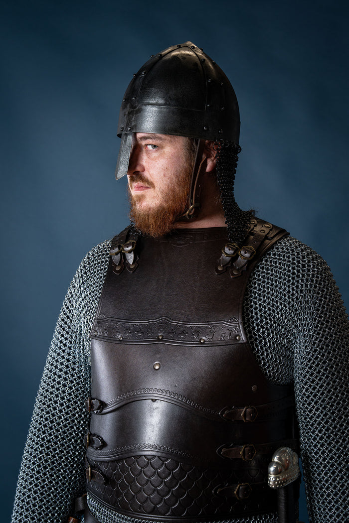 Leren kuras Gawain, zwart