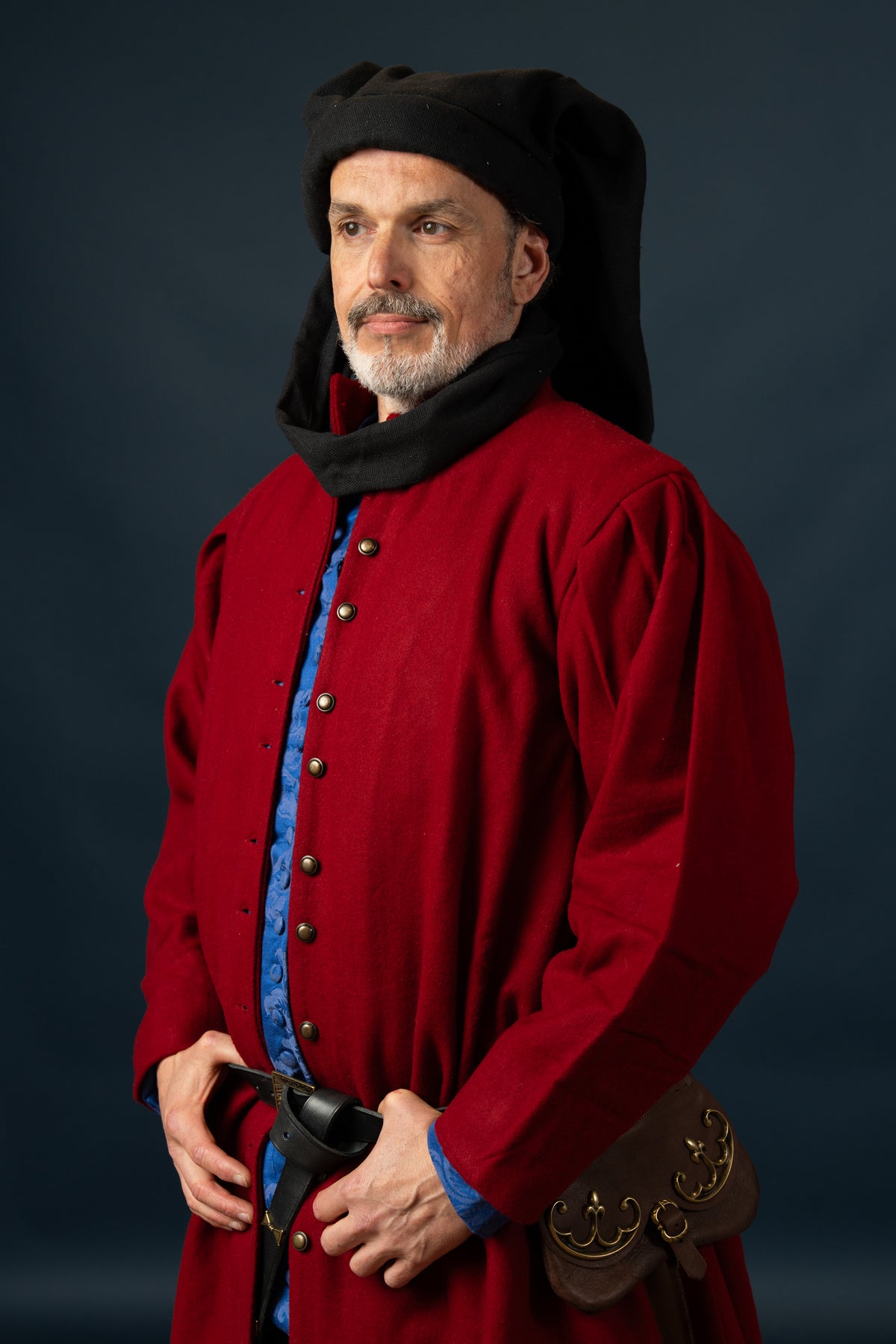 Houppelande Lorenzo, wool blend, red