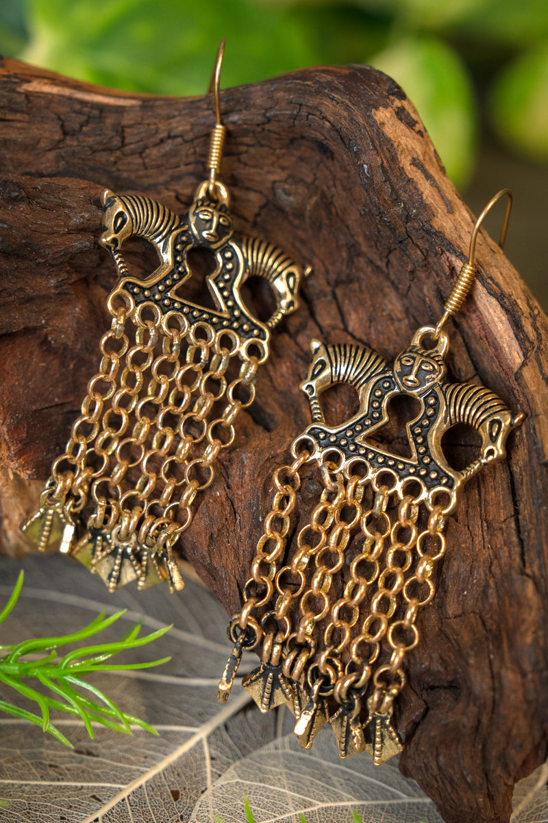 Boucles d’oreilles vikings à cheval, en bronze