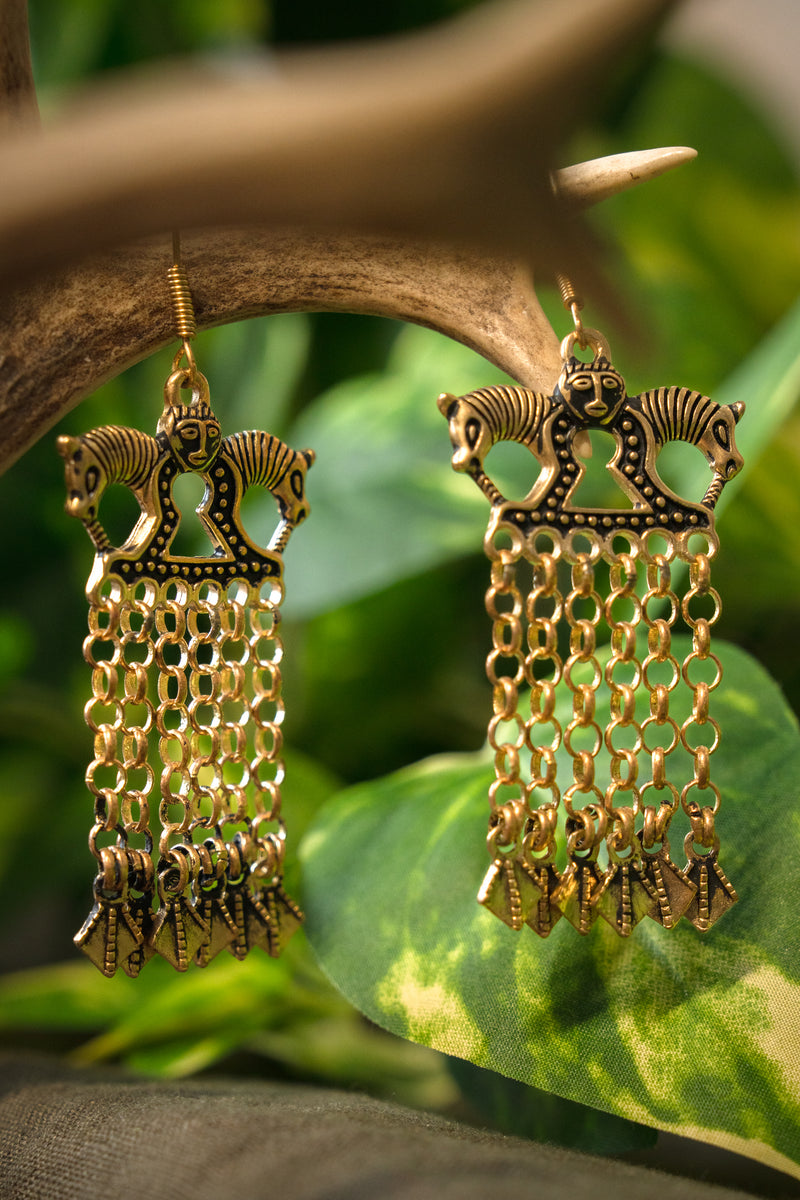 Boucles d’oreilles vikings à cheval, en bronze