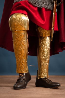 Praetorian Guard greaves, ocrae, brass, 1–1.2 mm
