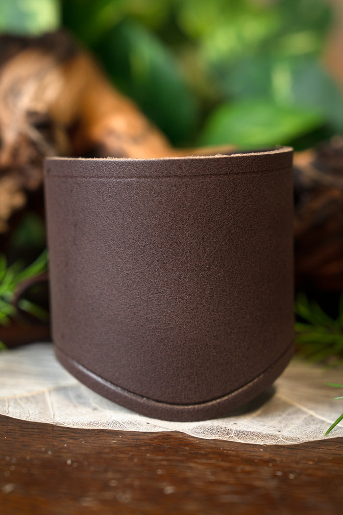 Leather wristband, brown, short, L