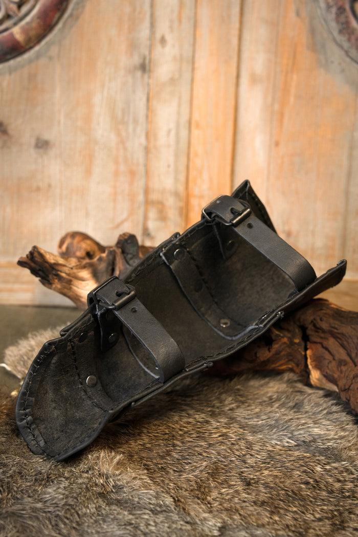 Albrecht leather bracers, forearm guards, black