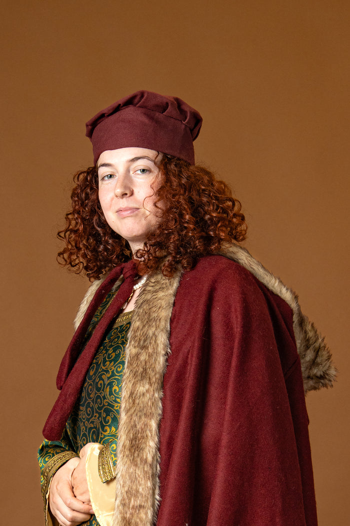 Viking cloak Fjell, wool blend, red