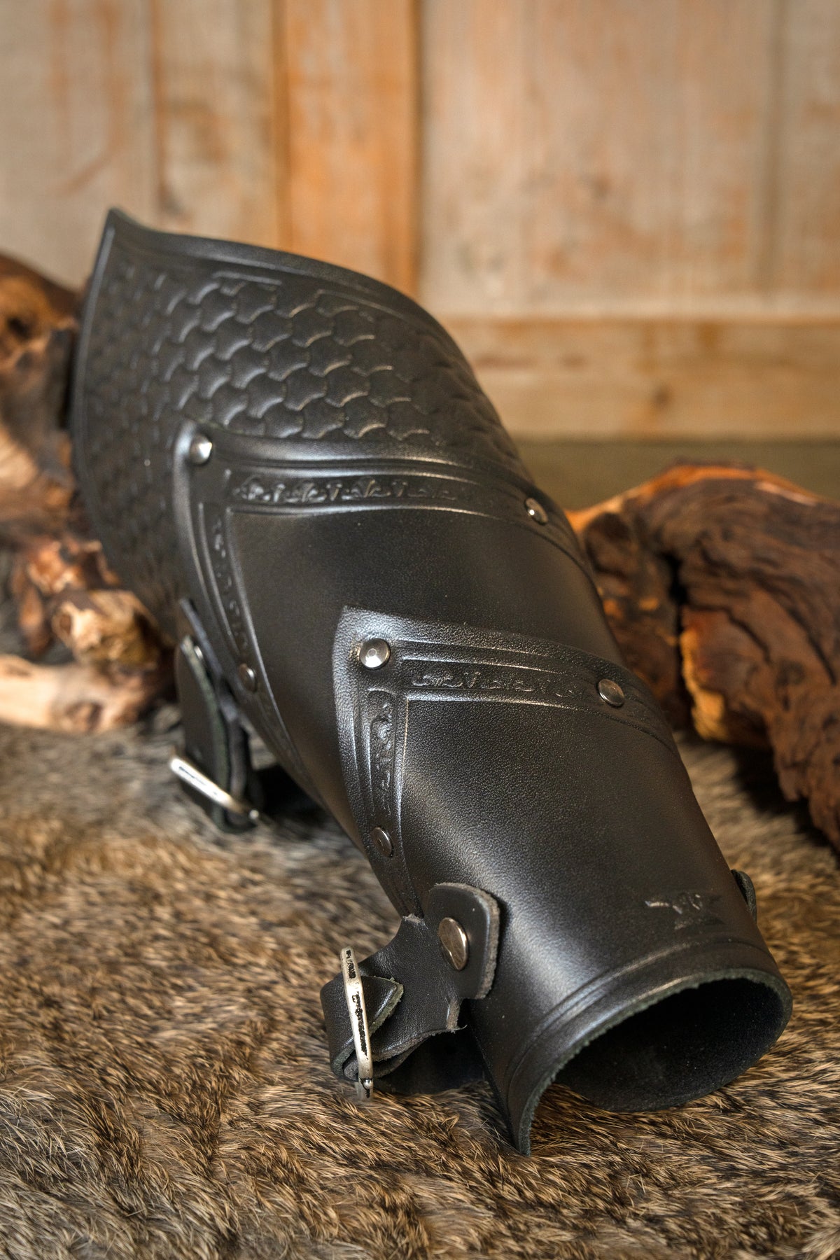 Alistair leren bracers deluxe, onderarmbeschermers, zwart