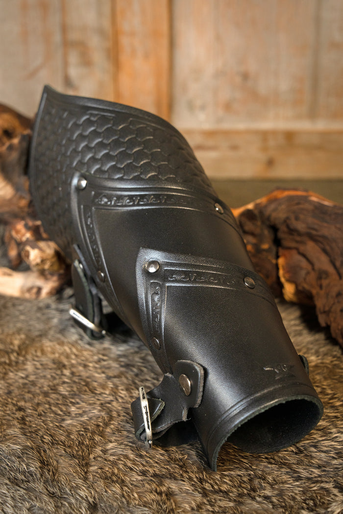 Alistair leren bracers deluxe, onderarmbeschermers, zwart