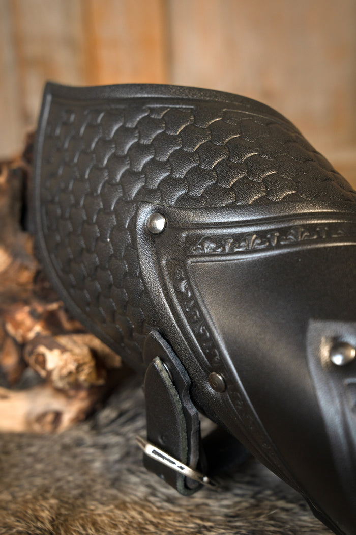 Alistair leren bracers deluxe, onderarmbeschermers, zwart