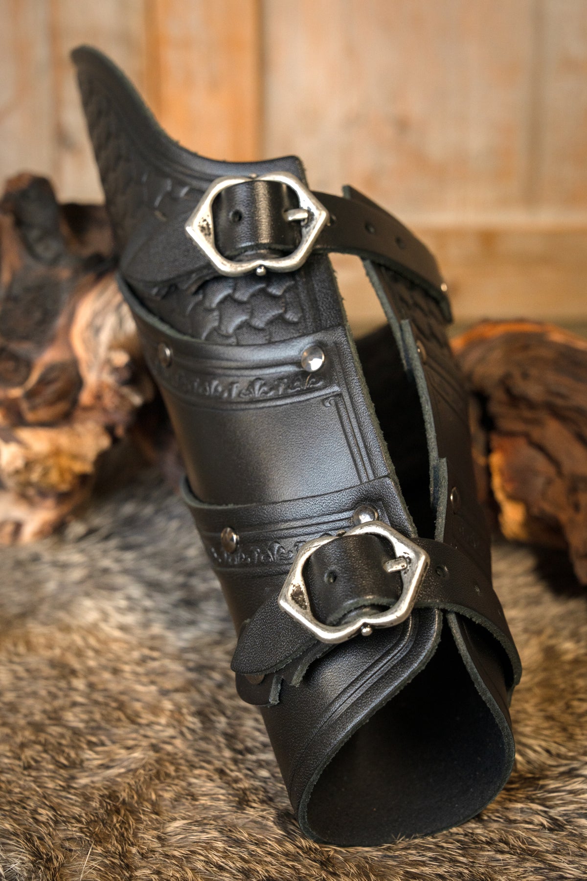 Alistair leren bracers deluxe, onderarmbeschermers, zwart