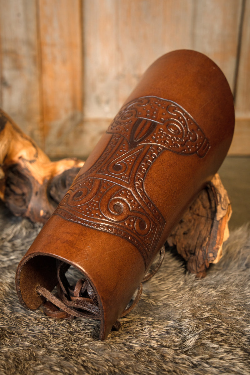 Leren Viking bracers met Thorshamer