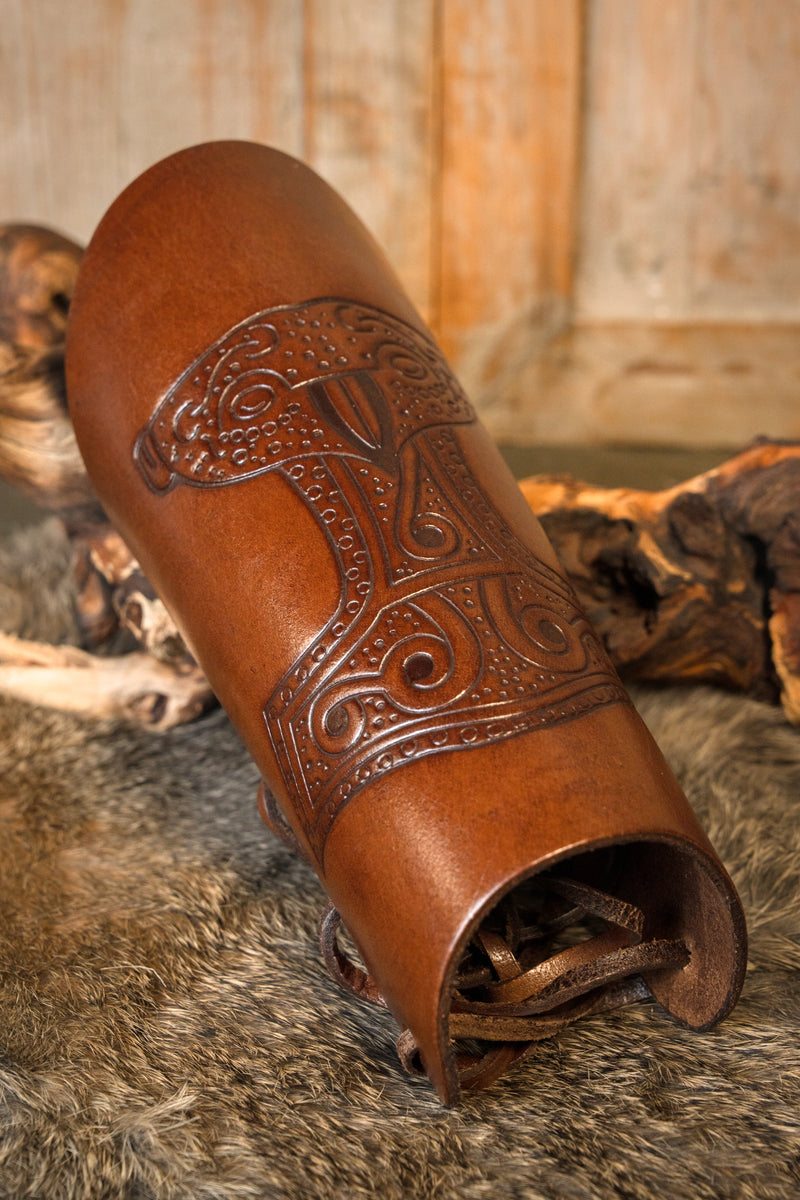 Leren Viking bracers met Thorshamer
