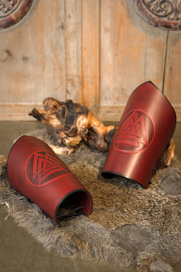 Leren bracers Valknut, rood