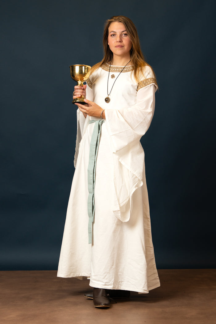 Bliaut Agnes, sametti, valkoinen