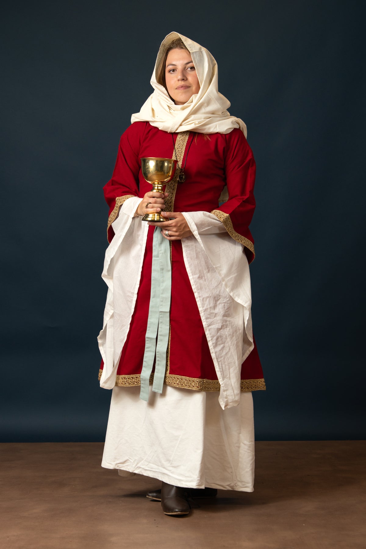 Übertunika (Dalmatica / Guarnacca) Matilde, Baumwolle-Leinenmischung, rot
