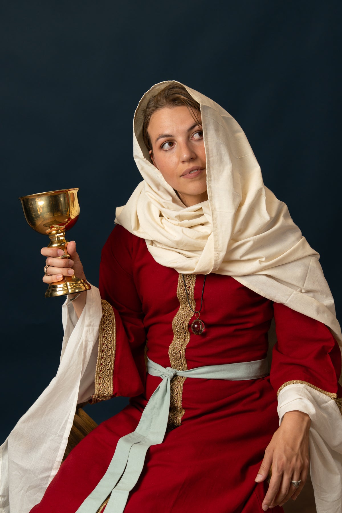 Übertunika (Dalmatica / Guarnacca) Matilde, Baumwolle-Leinenmischung, rot