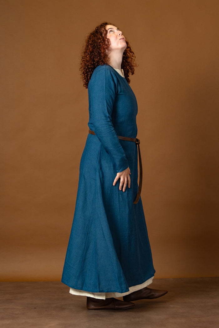 Robe viking Helga, lin, bleu