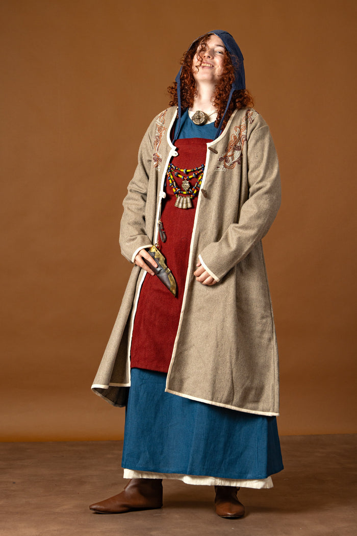 Wikinger Kaftan Skadi sand Wollmix