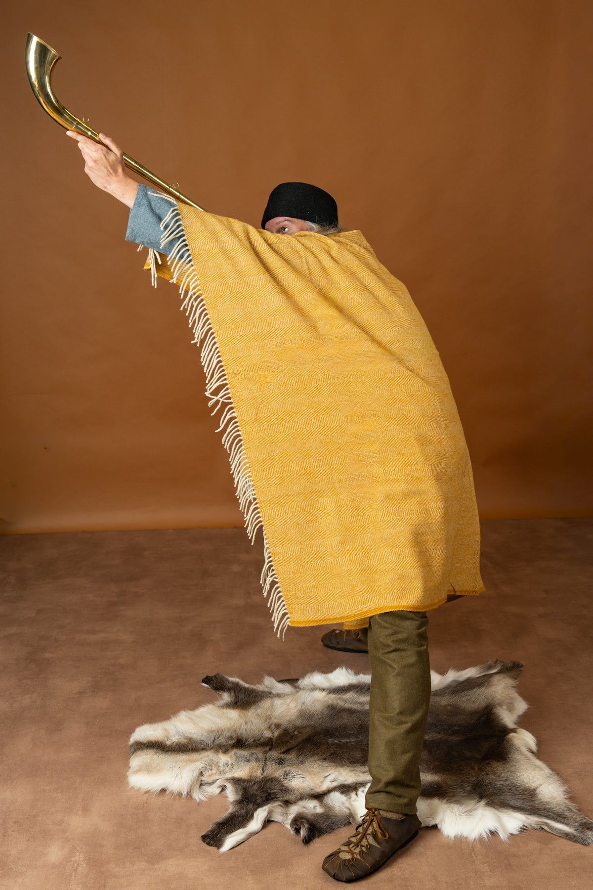 Manteau germanique de l'âge du fer, laine, jaune