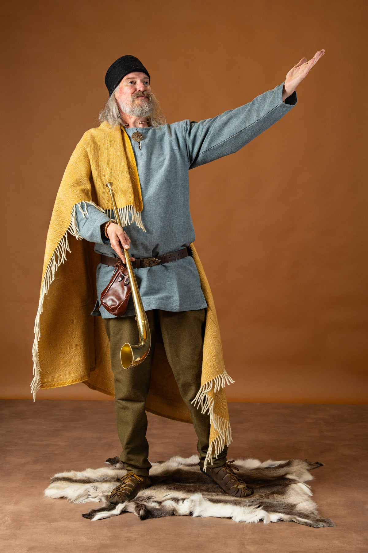 Manteau germanique de l'âge du fer, laine, jaune