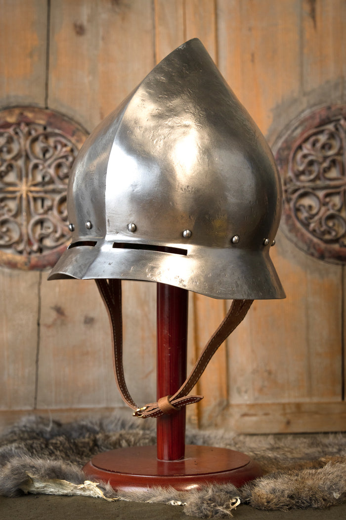 Casco alemán tipo kettle del siglo XV con acabado antiguo, 1,6 mm