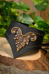 Leren tiara Estel, zwart