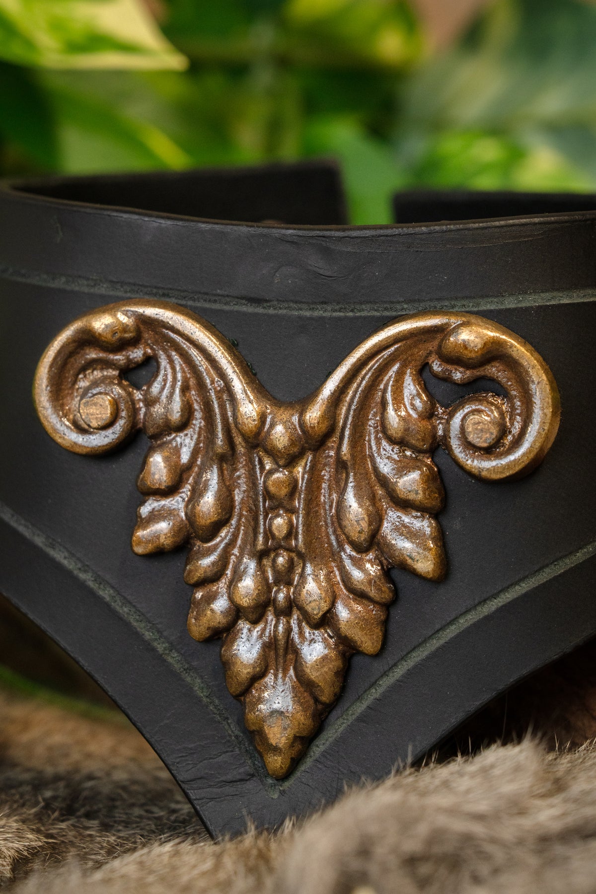Leren tiara Estel, zwart